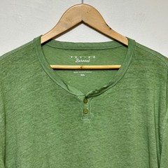 Lucky Brand Venice Burnout Henley Shirt Green Short Sleeve Mens XXL Casual
