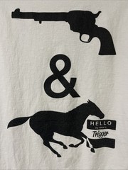 “Hello My Name Is Trigger” Sz. M Unisex White/black Print Cotton Short Sleeve