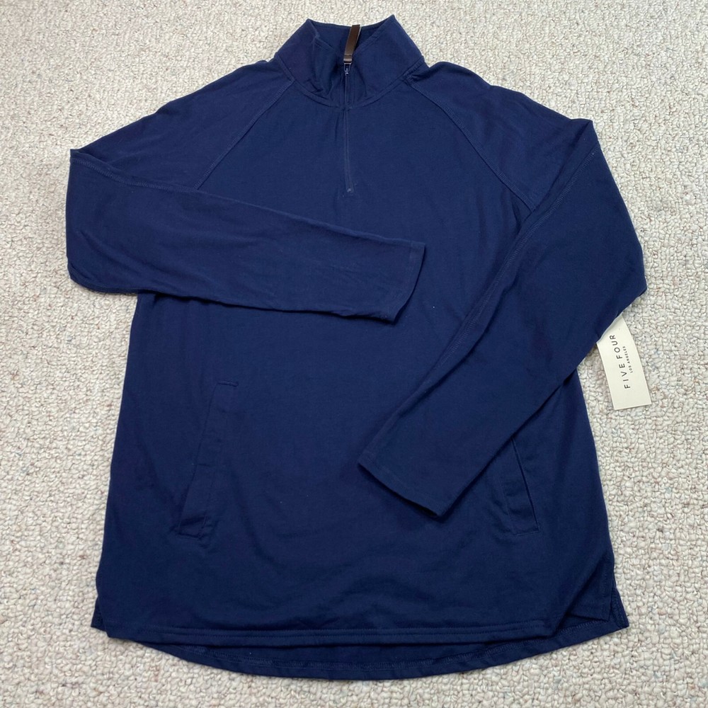 NEW Five Four Mens Top sz M Navy Long Sleeve 1/4 Neck Lightweight Stretch Casual