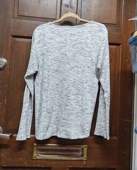 CARBON Men’s Long Sleeve Waffle Knit Shirt Top Marled White Black Gray Size L