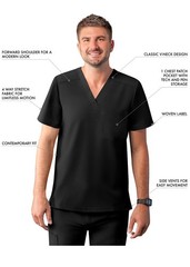 Adar Addition Scrubs For Men – Classic V-Neck Scrub Top