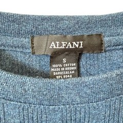 90’s Alfani Mens Small Blue Ribbed Knit Long-Sleeve Crewneck Shirt 100% Cotton