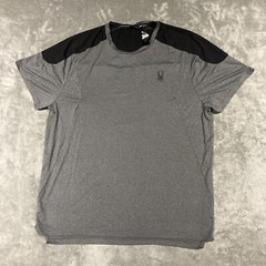 Spyder Active Mens Shirt XL Gray Short Sleeve Stretch Polyester Blend