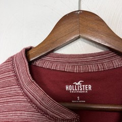 Hollister Men’s Red Striped Henley Button Long Sleeve Casual Shirt Top Sz Small