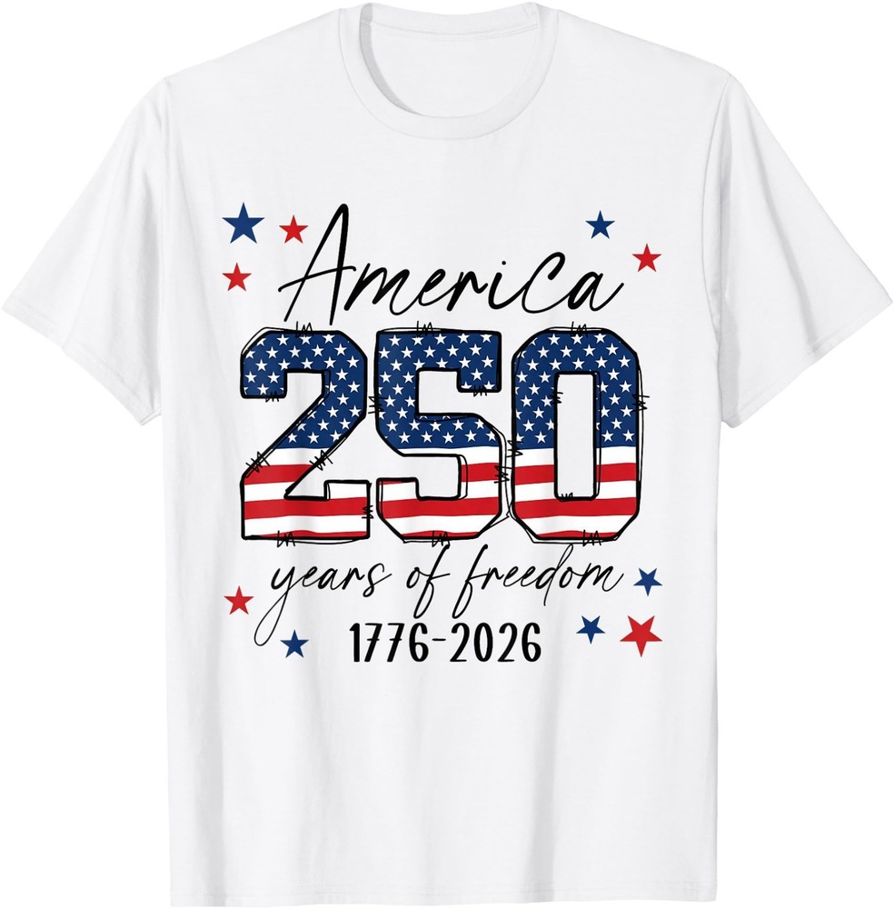 250 Years American Anniversary USA Patriotic 4th July Adult Cotton T-Shirt
