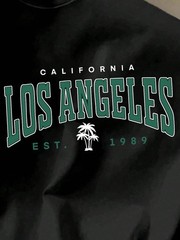 Men’s White Knitted Fabric T-Shirt With Los Angeles Graphic Print