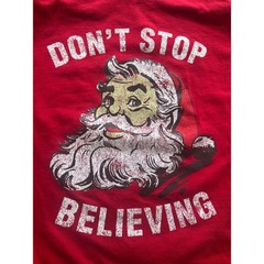 Holiday Time Mens Large Red Santa Claus Dont Stop Believing Graphic T Shirt