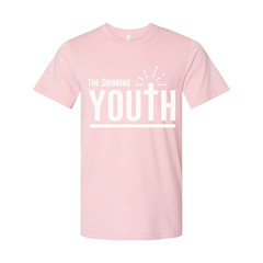 Christian Unisex Youth Tee With Large Typography, Cross Emblem, Sunrise Rays Gra