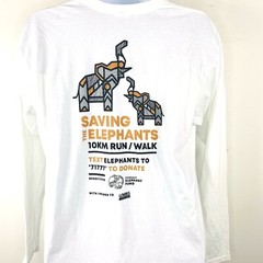 Delta Apparel Shirt sz L White Saving the Elephants 10K Charity Event Activist