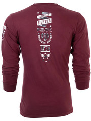 American Fighter Mens Long Sleeve Shirt LANDER Burgundy Premium S-3XL