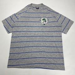 Vtg FILA Dominican Republic Beach Exploration Team Mens T-Shirt L Gray Striped