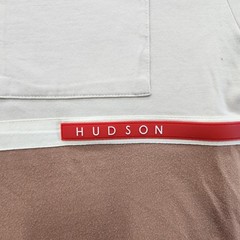 Hudson Outerwear Shirt Mens Large Beige Brown Patchwork Block Pocket Streetwear