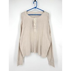 Elwood Men Oatmeal Beige Cotton Henley Long Sleeve Shirt Large ET00026