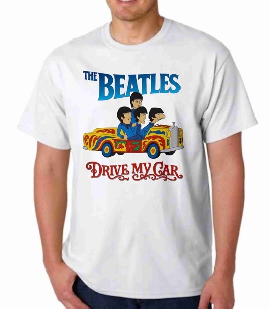 THE BEATLES Saturday Morning Cartoon TEE T-SHIRT Drive My Car
