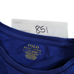 Polo Ralph Lauren T-Shirt Mens Large Blue Custom Slim Fit Crew Neck Long Sleeve