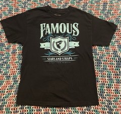 Y2K Famous Stars And Straps Logo T Shirt Sz L Black Hip Hop Grunge Rock