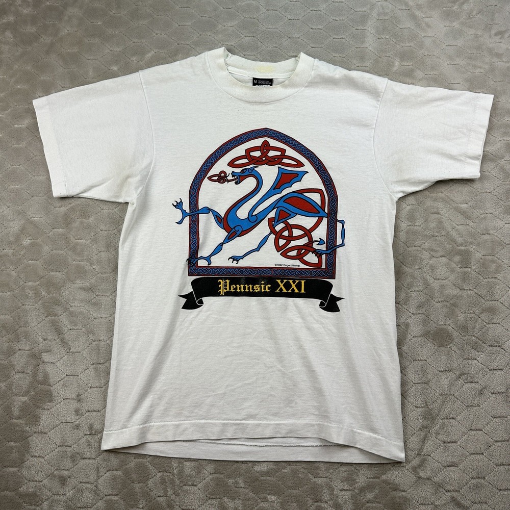 VTG Pennsic XXI Celtic Design Shirt – Sz M – Stained Singled Stitch See Pics