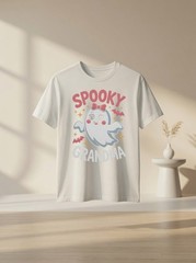 Unisex Funny Spooky Grandma Halloween Party Graphic T Shirt Vintage Gift Tee