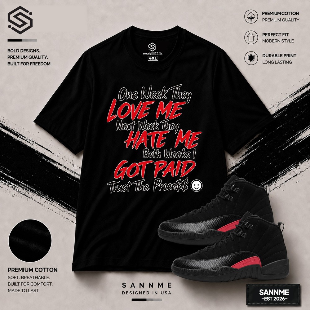 Jordan 12 Bloodline Sneaker Tees Match With Trust The Process Shirt