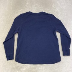 CRICQUET Men’s Navy Blue Waffle Knit Long Sleeve Henley Shirt XL Cotton Casual