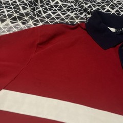 Vintage Y2K Polo Association Polo Shirt Cotton Red Blue No. 3 USPA Big Horse 2XL