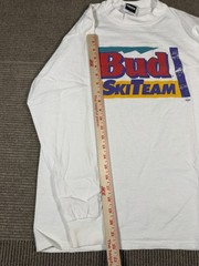 1980s Budweiser Bud Ski Team Long Sleeve Tshirt White Multi Color Logo Size L