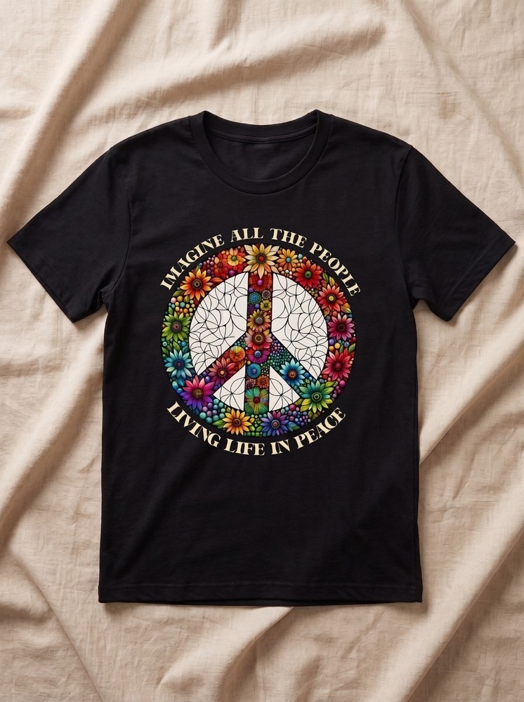 Imagine Peace Sign Flower Shirt, Retro Hippie Boho Comfort Colors