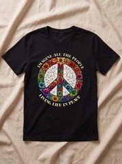 Imagine Peace Sign Flower Shirt, Retro Hippie Boho Comfort Colors