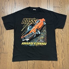 Vintage Ford Mustang Boss T Shirt Y2K Racing Graphic Tee NASCAR – Mens Large