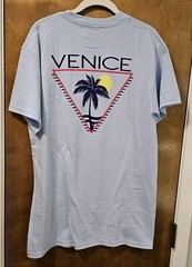 Fresh Vibes Venice T Shirt Med Light Blue Sunset Beach Short Sleeve Casual Nwot