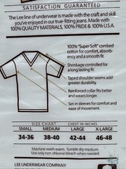 Vintage LEE V-Neck T Shirts Size XL 46/48 USA 100% Combed Cotton White NEW NOS