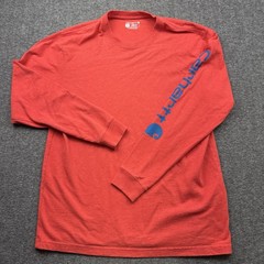 Carhartt Shirt Mens Medium Red Long Sleeve Logo Graphic Loose Fit K231 TK0231-M
