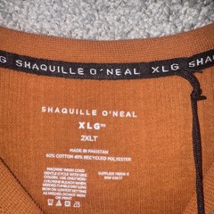 Shaquille O’Neal XLG Ribbed Tee Mens Short Sleeve Orange 2XLT NEW