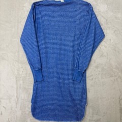 Hanes Vintage Thermal Top Blue/White Textured Weave Pattern XL 50/50 blend knit