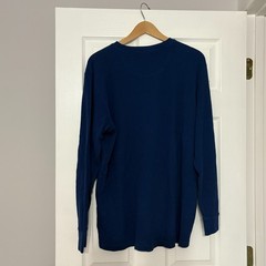 LL Bean Thermal Waffle Knit Shirt Mens XL Blue Base Layer Cotton Top Crew Neck