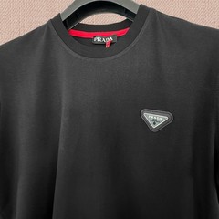Prada Black T-shirt — Triangle Grey Logo Patch — Size 2XL– Tariff Paid