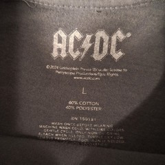 AC/DC T-Shirt Size Large Short Sleeve Gray Graphic Tee Cotton Rock Band