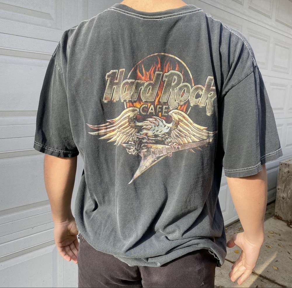 Vintage Y2K Hard Rock Cafe Miami Graphic Short Sleeve T-Shirt Black Mens Large