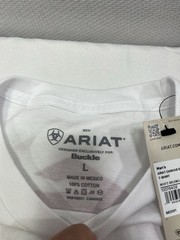 NWT Ariat For Buckle Canvas Desert T-Shirt Mens White Large Short Sleeve New