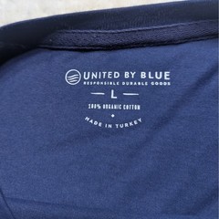 United By Blue Mens Pocket T Shirt Large L Navy Blue 100% Organic Cotton Oars