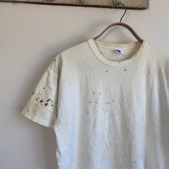1980s Russell Cotton White Paper Thin T-Shirt Large