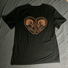 Gothic Black T-Shirt Until Death Emo Skull Heart Art Graphic Print Soft Unisex M