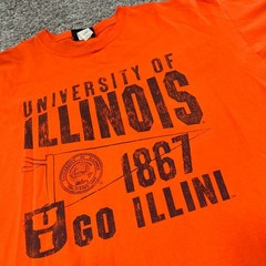 Vintage MV Sport University of Illinois Orange Go Illini Graphic T-Shirt Mens XL