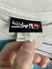 Quiksilver Men’s White Graphic Logo Tee S Cotton Jersey Crew Neck Short Sleeve