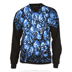 JUICY J STAY FLY-SKULL PILE-BLUE-Long Sleeve- 2 Sided SHIRT S-M- L-XL-XXL Scott