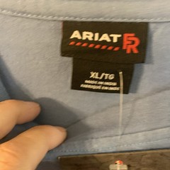 Ariat FR Shirt Mens Long Sleeve CAT 2 2112 Cotton Workwear XL Steel Blue NWT’s