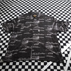 Vintage Harley Davison biker Hawaiian style all over print button up Shirt 3XL