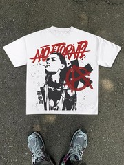Men’S New T-Shirt | Loose Fit, Y2K Fashion Print With Black And White Portrait,