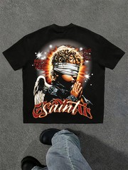 Men’S Y2K Casual Printed T-Shirt, Machine Washable, Vintage