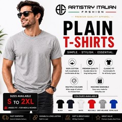 Plain T Shirt 100% Cotton Unisex Mens Womens Crew Neck Casual Tee S-2XL UK